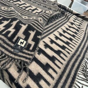 Tumi Black and Brown Geometric alpaca blanket